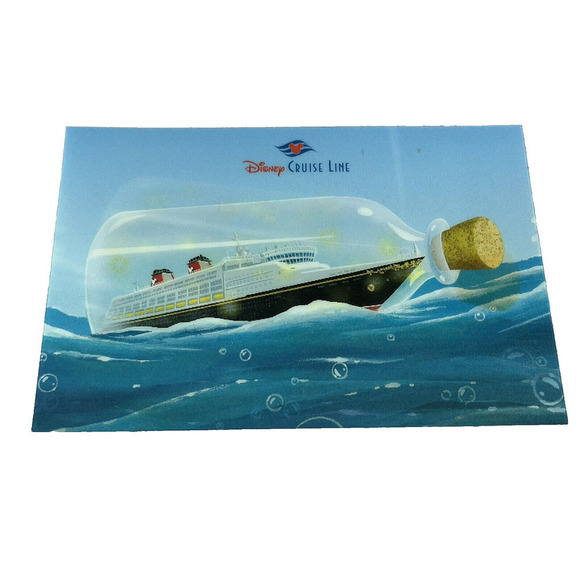 Disney Cruise Line DCL Lenticular 3D Hologram Ship in Bottle Print Card 8.5x5.5 - Picture 1 of 5
